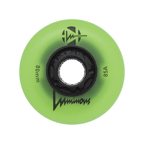 Luminous LED Inline Skate Wheels 80mm/85A - Green Glow - SOLD BY THE SINGLE WHEEL
