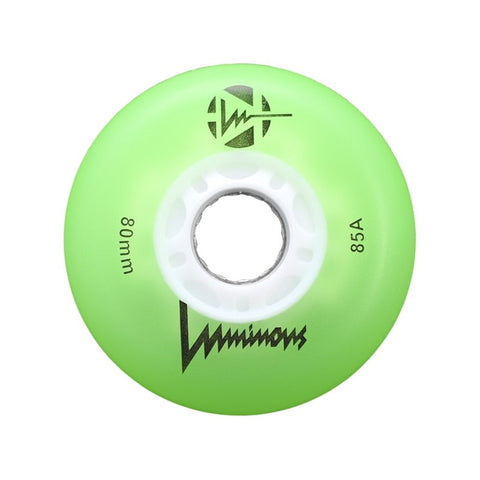 Luminous LED Inline Skate Wheels 80mm/85A - Green - SOLD BY THE SINGLE WHEEL