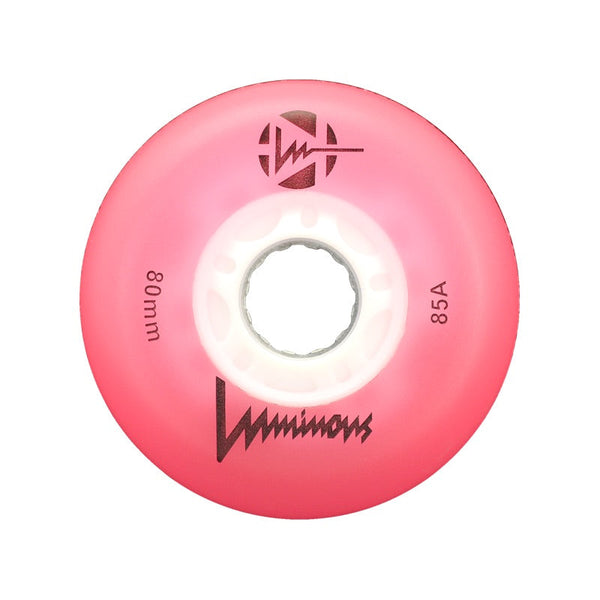 Luminous LED Inline Skate Wheels 80mm/85A - Pink - SOLD BY THE SINGLE WHEEL
