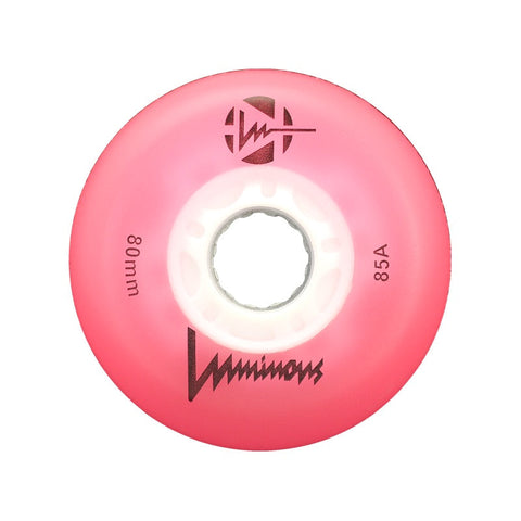 Luminous LED Inline Skate Wheels 80mm/85A - Pink - SOLD BY THE SINGLE WHEEL