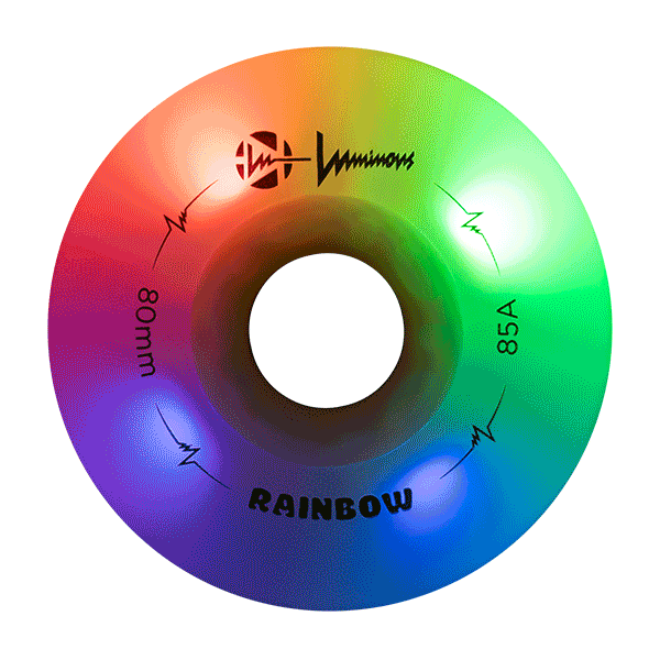 Luminous LED Inline Skate Wheels 80mm/85A - Rainbow - SOLD BY THE SINGLE WHEEL