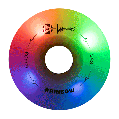 Luminous LED Inline Skate Wheels 80mm/85A - Rainbow - SOLD BY THE SINGLE WHEEL