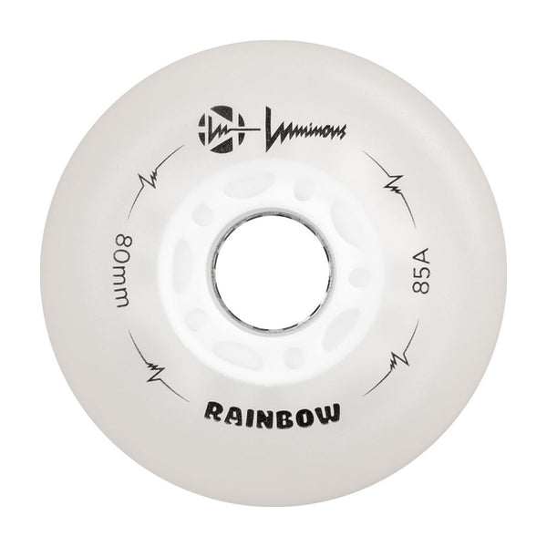 Luminous LED Inline Skate Wheels 80mm/85A - Rainbow - SOLD BY THE SINGLE WHEEL