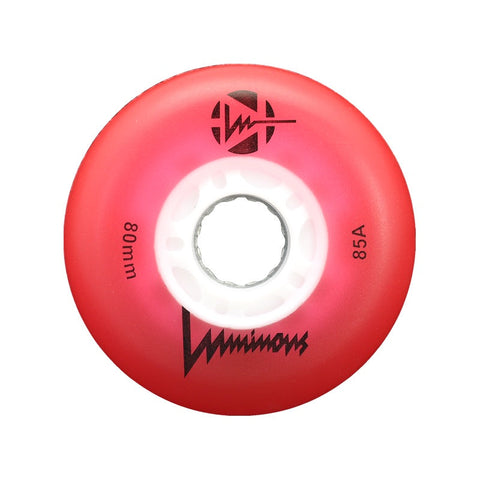 Luminous LED Inline Skate Wheels 80mm/85A - Red - SOLD BY THE SINGLE WHEEL