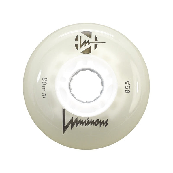 Luminous LED Inline Skate Wheels 80mm/85A - White Glow - SOLD BY THE SINGLE WHEEL