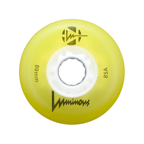 Luminous LED Inline Skate Wheels 80mm/85A - Yellow - SOLD BY THE SINGLE WHEEL
