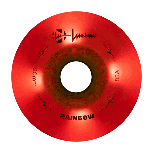 Luminous LED Inline Wheels 90mm/85a - Rainbow - Sold by the Single Wheel