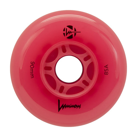 Luminous LED Inline Wheels 90mm/85a - Red/Red -Sold by the Single Wheel