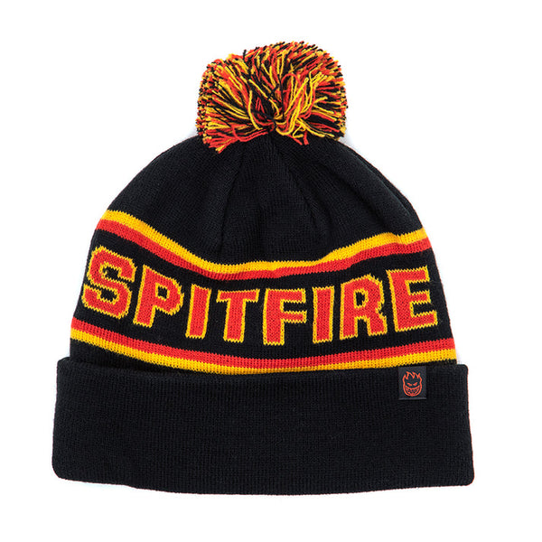 Spitfire Classic 87' Fill Pom Beanie (Black / Gold / Red)