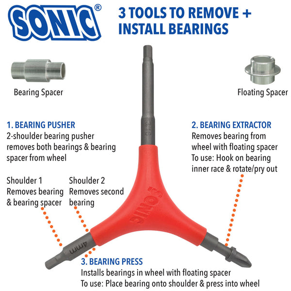 Sonic Pro Skate Tool + F (Long 3/16" Hex)