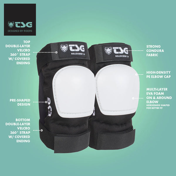 TSG - ELBOWPAD ROLLER DERBY 3.0 - BLACK (ROLLER SKATE ELBOW PADS)