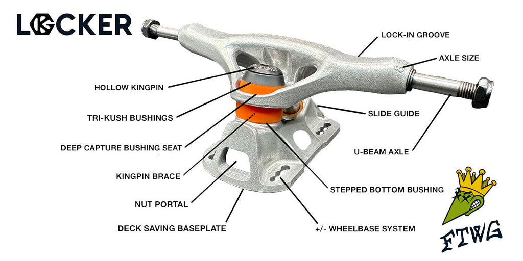 Grind King Locker Trucks Raw Silver - 8.75 (set of 2) | THURO