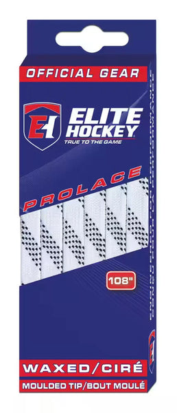 Elite Hockey Prolace Waxed Molded Tip Laces 108'' White