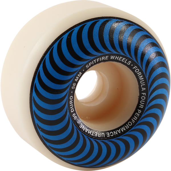 Spitfire F4 99a OG Classic Swirl 56MM Skateboard Wheels - White w/ Blue - Set of 4