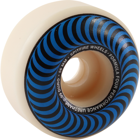 Spitfire F4 99a OG Classic Swirl 56MM Skateboard Wheels - White w/ Blue - Set of 4