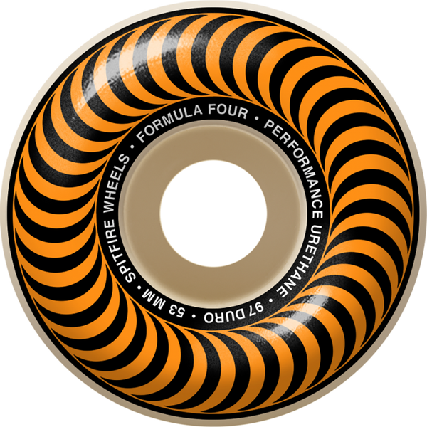 Spitfire F4 97a Classic Swirl 53MM Skateboard Wheels - Nat w/ Orange
