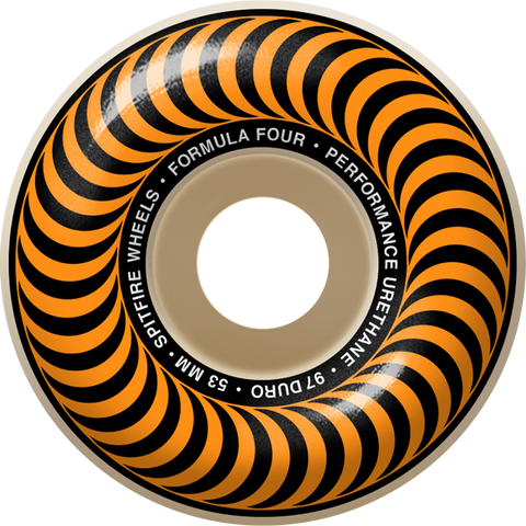 Spitfire F4 97a Classic Swirl 53MM Skateboard Wheels - Nat w/ Orange