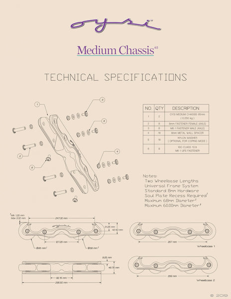Oysi Inline Skating Medium Chassis Multiple Colors