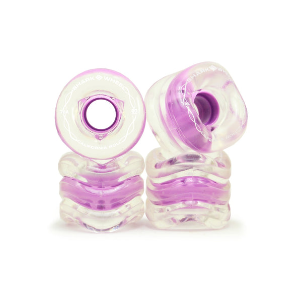 Shark Wheel 60mm Skateboard Wheels (California Rolls) - Clear with Purple Hub