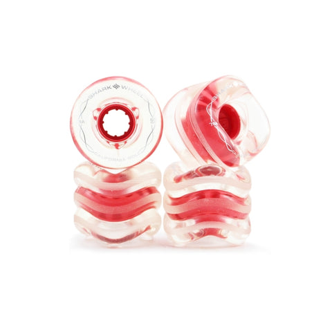 Shark Wheel 60mm Skateboard Wheels (California Rolls) - Clear with Red Hub