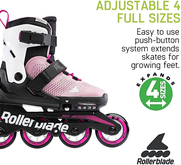Rollerblade Microblade Adjustable Inline Skates - Kids' Pink White - MICROBLADEJR JR PKWH - Sale