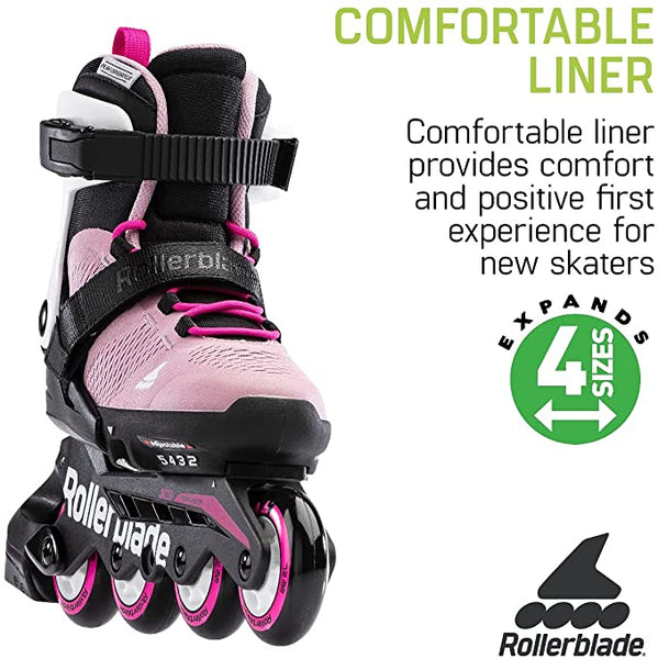 Rollerblade Microblade Adjustable Inline Skates - Kids' Pink White - MICROBLADEJR JR PKWH - Sale