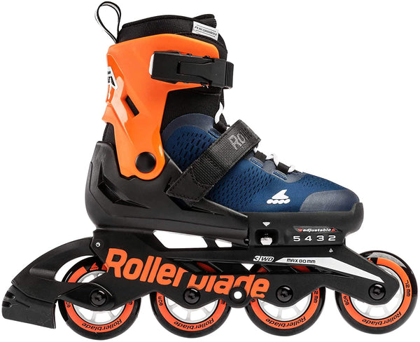 Rollerblade Microblade Junior Skates - Midnight Blue/Orange - Adjustable Size Skates