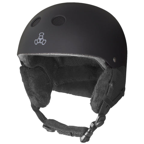 Triple 8 - HALO - Certified Ski or Snowboard SNOW HELMET - Black Rubber