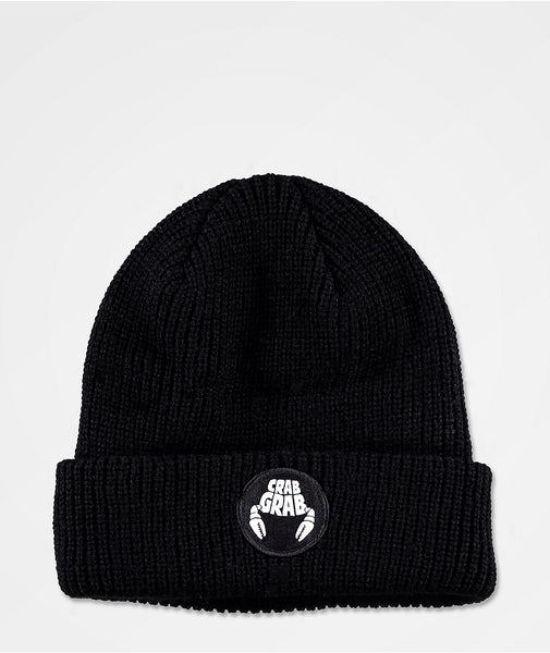 Crab Grab Circle Patch Black Beanie Black