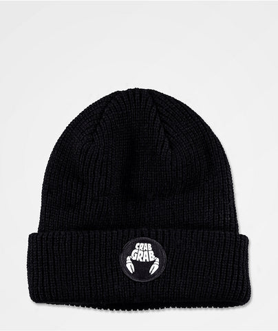 Crab Grab Circle Patch Black Beanie Black