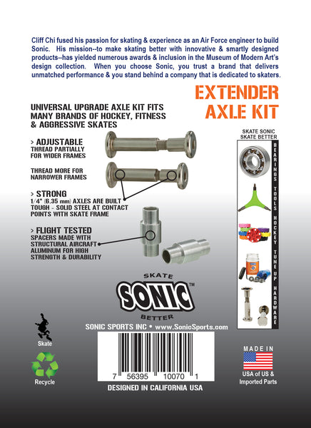 Sonic ROUND Universal Extender 6mm Round Inline Axle Kit - Set of Axles