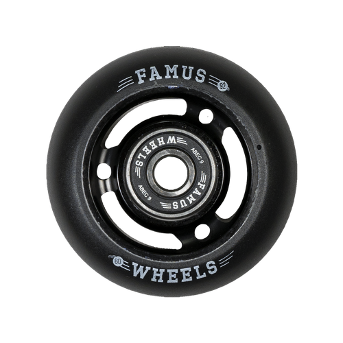 Famus Aggressive Inline Metal Core Wheels - 60MM/92A - Black/Black - Set of 4 - Sale