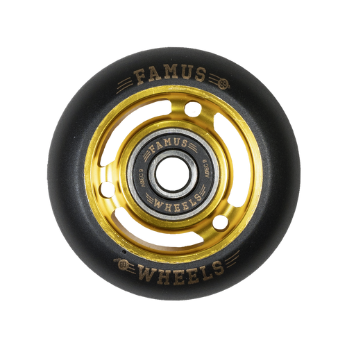 Famus Aggressive Inline Metal Core Wheels - 60MM/88A - Gold/Black - Set of 4 - Sale