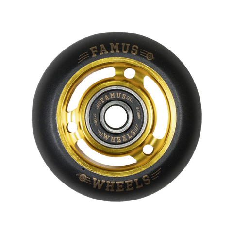 Famus Aggressive Inline Metal Core Wheels - 60MM/88A - Gold/Black - Set of 4 - Sale