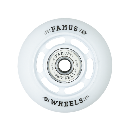 Famus Metal Core Wheels - Set of 4 - 60MM/88A - 6 SPOKES - White/White - Sale