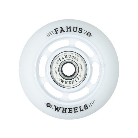 Famus Metal Core Wheels - Set of 4 - 60MM/88A - 6 SPOKES - White/White - Sale