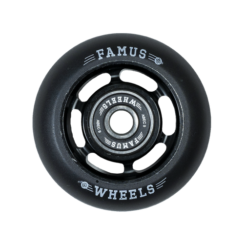 Famus Aggressive Inline Metal Core Wheels - 60MM/88A - 6 SPOKES - Black/Black - Set of 4 - Sale