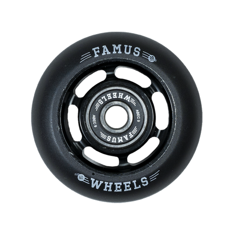 Famus Aggressive Inline Metal Core Wheels - 60MM/88A - 6 SPOKES - Black/Black - Set of 4 - Sale