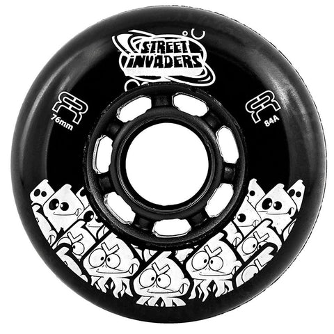 FR Street Invaders 76mm Wheels Round Profile 4-Pack - Black