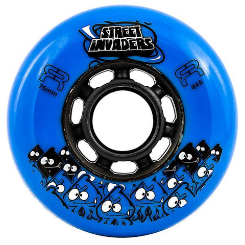 FR Street Invaders 76mm Wheels Round Profile 4-Pack - Blue