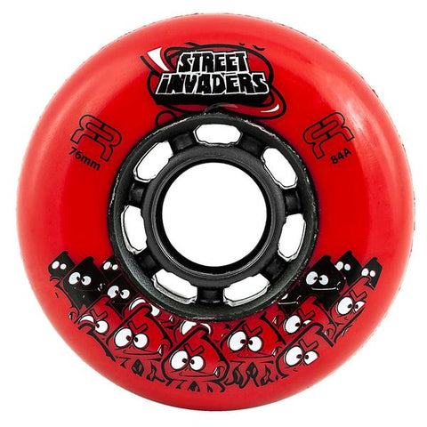 FR Street Invaders 76mm Wheels Round Profile 4-Pack - Red