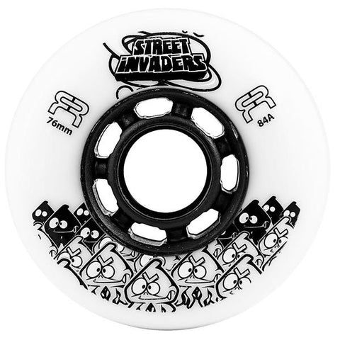 FR Street Invaders 76mm Wheels 4-Pack - Round Profile - White