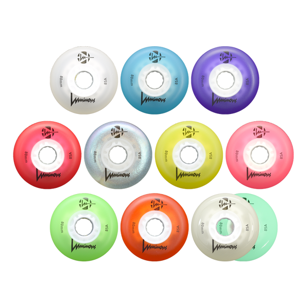 Luminous LED Inline Skate Wheels Multiple Colors 80mm 4-Pack - Sale