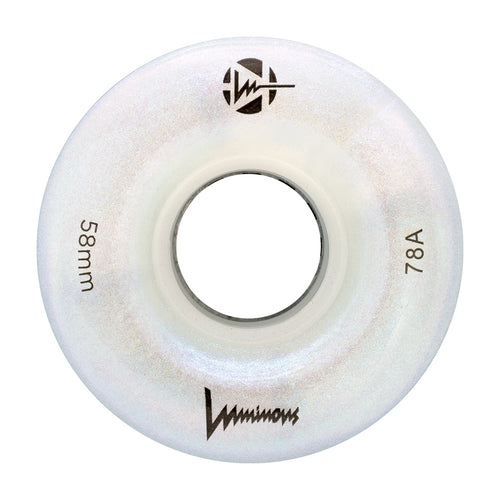 LUMINOUS LED QUAD Skate Wheels 58mm 78a - White Pearl - Set of 4