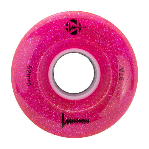 LUMINOUS LED QUAD Skate Wheels 62mm 97a - Glitter Pink - Set of 4