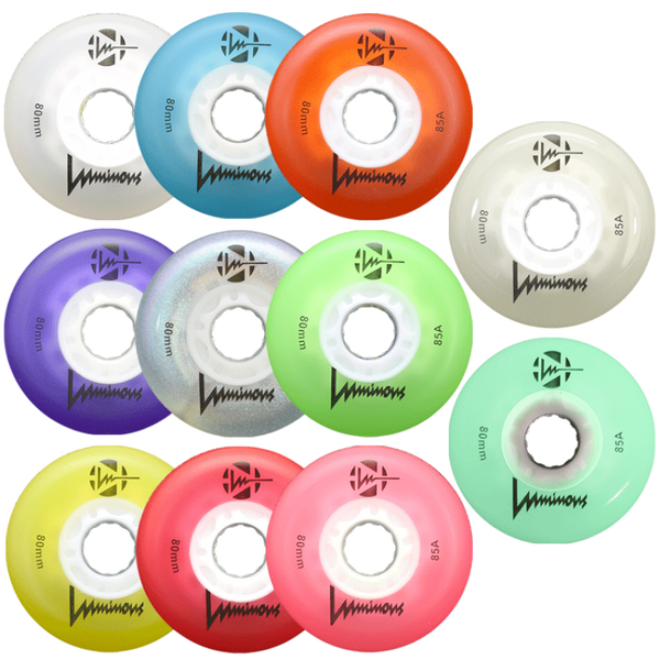 Luminous LED Inline Skate Wheels Multiple Colors 80mm 4-Pack - Sale