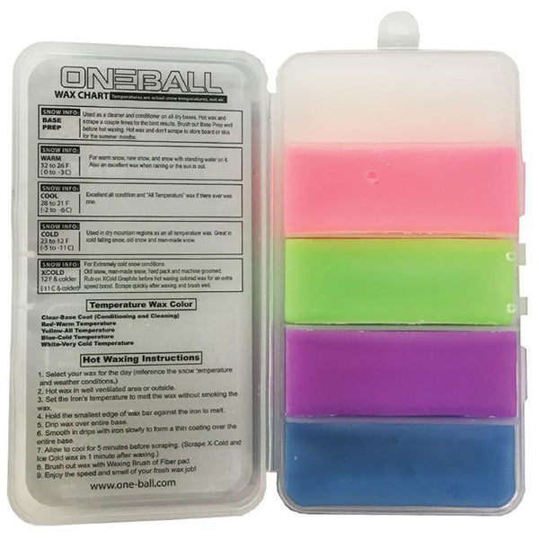 ONE BALL X-WAX 5 PACK ASSORTED TEMP SNOWBOARD or Ski WAX