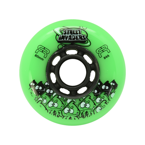 FR Street Invader 80mm Wheels 4-Pack - Round Profile - Green