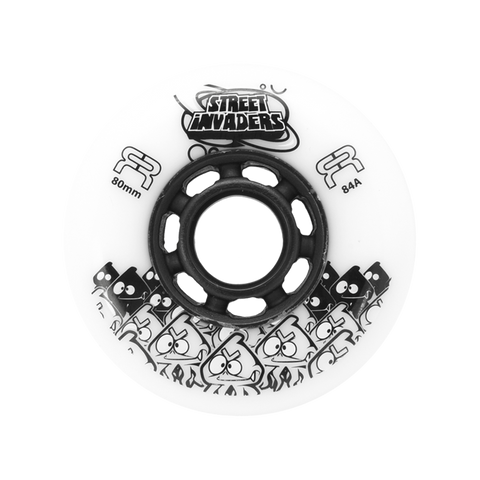 FR Street Invaders 72mm Wheels Round Profile 4-Pack - White