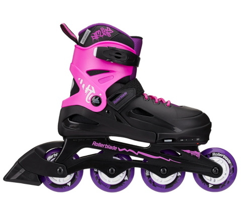 Rollerblade Fury Girls Adjustable Inline Skates - Black/Pink - FuryG BKPK - Super Sale
